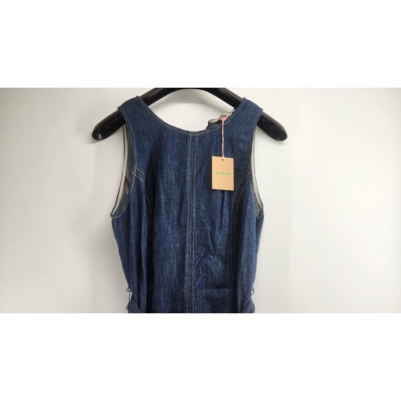 Boden US 6R Dark Vintage Denim Sleeveless Denim Dress Fit & Flare Belt NWT - Picture 2 of 13